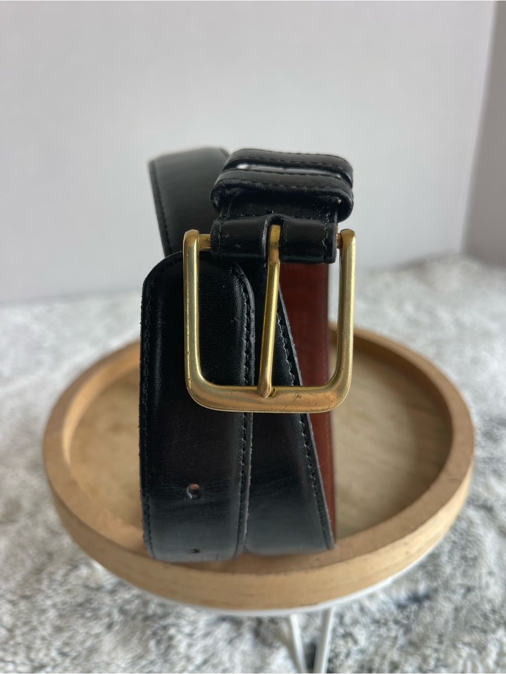 Coach Men's Black Leather Belt with Gold Buckle Size 32”